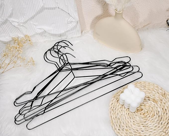 16.5" Heavy Duty Matte Black Metal Hangers 40 Pack, Wire Black Clothes Hangers for Coat Suit, Shirts, Dress, Pants，Camisole Wedding Dress (Black, 40Pack)