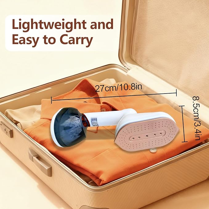 2 in 1 Steamer & Iron,1200W Portable Travel Garment Steamer for Clothes, 7.8OZ Large Tank, Handheld Wrinkle Remover, 25S Fast Heat-up, Quick Wrinkle Remover, Compact Size for Travel