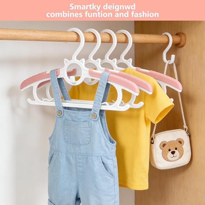 JSF Baby Hangers,30 Pack Baby Clothes Hangers for Closet Kids,Save Space Plastic Hangers Toddler Infant Nursery Child Small Children(Pink)