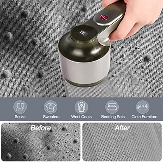 Fabric Shaver Rechargeable Electric Lint Remover Shaver Black Removing Fuzz and Pill From Clothes