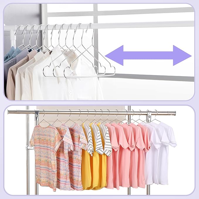 40 Pack Stainless Steel Clothes Hangers,Metal Hanger with Non Slip Notch,Heavy Duty Wire Hanger,Space Saving Closet Hangers for Closet,Pants,Shirts,Coat