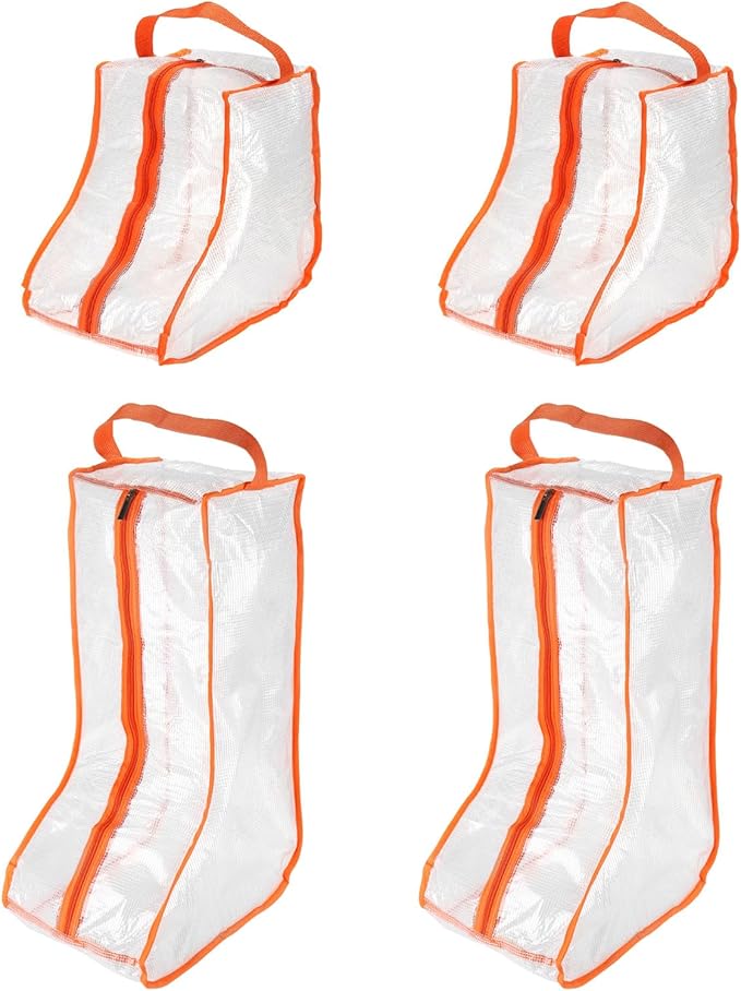 Patikil Boots Storage Bags, 4 Pack Waterproof Tall/Short Boot Carry Organizer Protector for Travel Daily Use, Orange