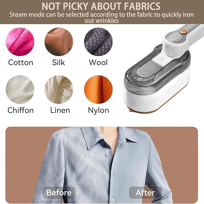 Steamer for Clothes,1200W Wet Dry Dual Ironing Handheld Hanging Iron Machine, 150ml Large Water Tank, 10S Fast Heating Clothes Wrinkle Remover, Suitable for Home, Travel & Dormitory (Grey)
