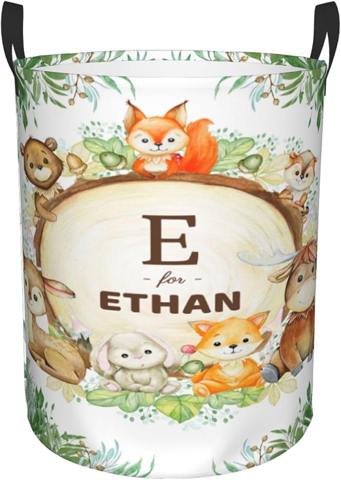 Personalized Animals Laundry Basket For Baby Kids Boys Girls Adult Custom Hamper Basket With Name For Bathroom Bedrooms Collapsible Baby Dirty Clothes Hamper With Handles