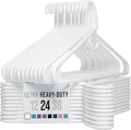 NEATERIZE Ultra Heavy Duty Plastic Clothes Hangers - White - Durable Coat, Suit and Clothes Hanger. Perchas De Ropa (24 Pack - White)