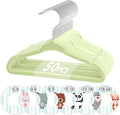 VIS'V Baby Hangers, 11 Inch Velvet Kids Hangers with 6 Pcs Clothes Size Dividers, Infant Toddler Nursery Closet Organization, Non Slip, Lime Green, 50 Pcs