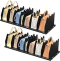 SOYO Adjustable Purse Organizers for Closet, Acrylic Shelf Divider for Bag and Purse Storage, Pocketbook and Handbag Organizer, Bookshelf Separator Organizers for House, Office Use, Black，2pc