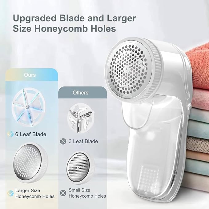 Fabric Shaver, Lint Remover for Clothes, Electric Lint Remover with 3 Replaceable Blades, Removes Fabric Pills, Rechargeable Sweater Defuzzer Pill Remover, Depiller Effectively Remove Pills