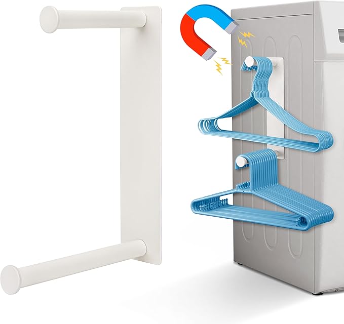 RedCall Magnetic Hanger Organizer for Washing Machine,Strong Magnet Hanger Storage Rack for Laundry Room Organization,Stacker Holder (White)