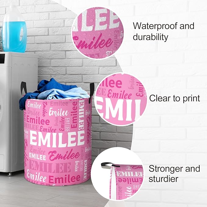 Custom Name Laundry Basket, Personalized Collapsible Laundry Hamper with Name for Bathroom Bedrooms, Customized Dirty Clothes Hamper Storage Basket Gifts for Kids Boys Girls Baby Men Women
