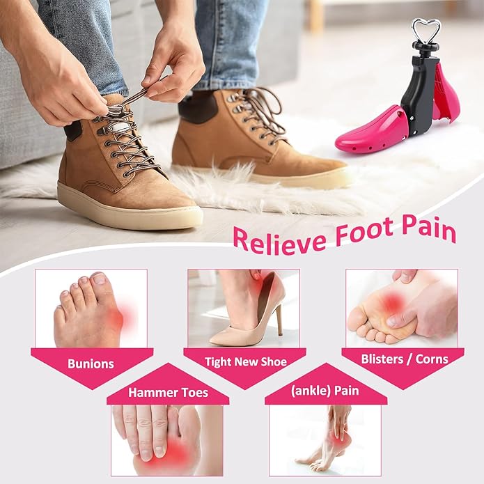 2PCS Professional Boot Shoe Stretcher Wide Feet for Men Women, Shoe Expander Widener Adjustable Length & Width