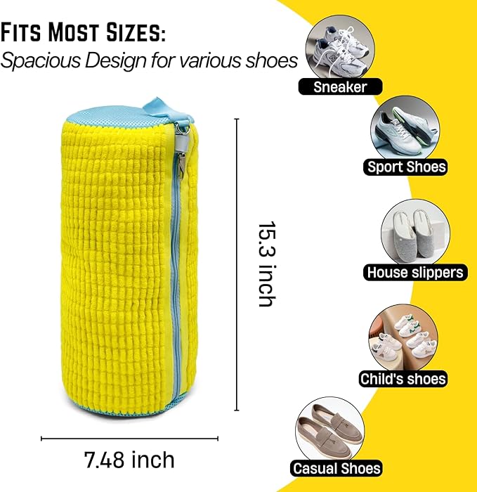 Shoe Wash Bags Set (2 Large) with 4 Shoe Trees – Hook-Lock Zipper, 360° Water-Flow Mesh, Reusable, Washer & Dryer Safe