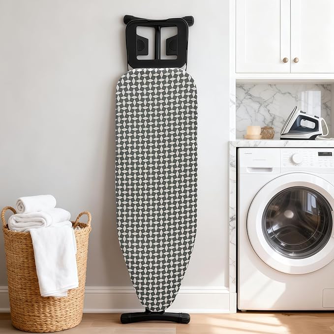 Ironing Board Cover and Pad, Sewn-in Thick Feltpads, Elastic Edge,12"x36"Scorch & Stain-Resistant Replacement Ironing Board Cover, Fits Standard Ironing Boards, Durability & Easy to Install