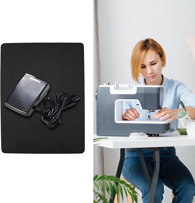 QEES Sewing Machine Foot Pedal Mat-No Slip,Waterproof Foot Pedal Pads Keeps Pedal in Place, for Quilters,Sewing Quilting Supplies,Sewing Machine and Sergers Accessories.Black 7'' X 10''