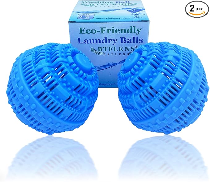 2Pcs Premium Washing Ball, Super Soft Shell Doesn't Hurt Clothes, Advanced ceramic balls, Eco-Friendly Laundry Balls,2000 Washing Cycle Laundry Balls, All Natural Detergent(Benzo Blue)