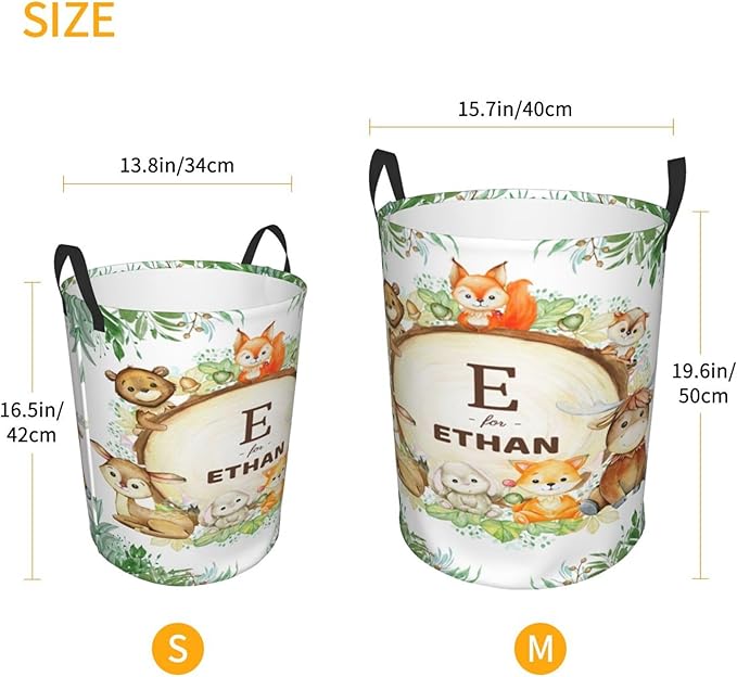 Personalized Animals Laundry Basket For Baby Kids Boys Girls Adult Custom Hamper Basket With Name For Bathroom Bedrooms Collapsible Baby Dirty Clothes Hamper With Handles