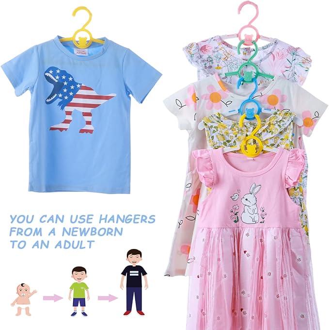 Baby Hangers for Nursery Closet 40 Pack Plastic Kids Clothes Hanger Space Saving Non Slip Extendable Toddler 11-14” Adjustable Hangers Heavy Duty Clothing Infant Hanger Bulk, Blue