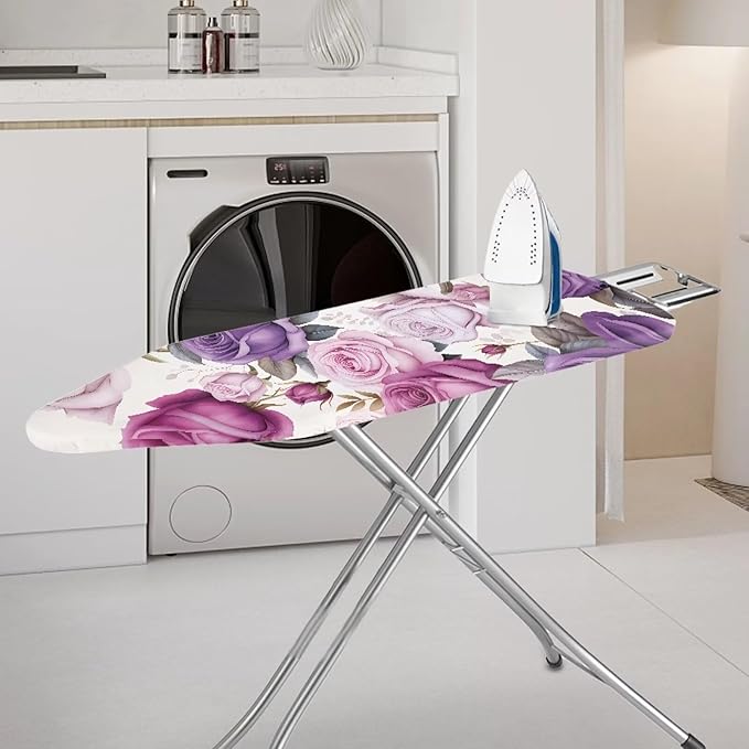 Iron Board Cover Standard Size,Floral Ironing Board Cover,Iron Cover for Ironing Board,Ironing Board Cover,Rose Print Purple XX-Large