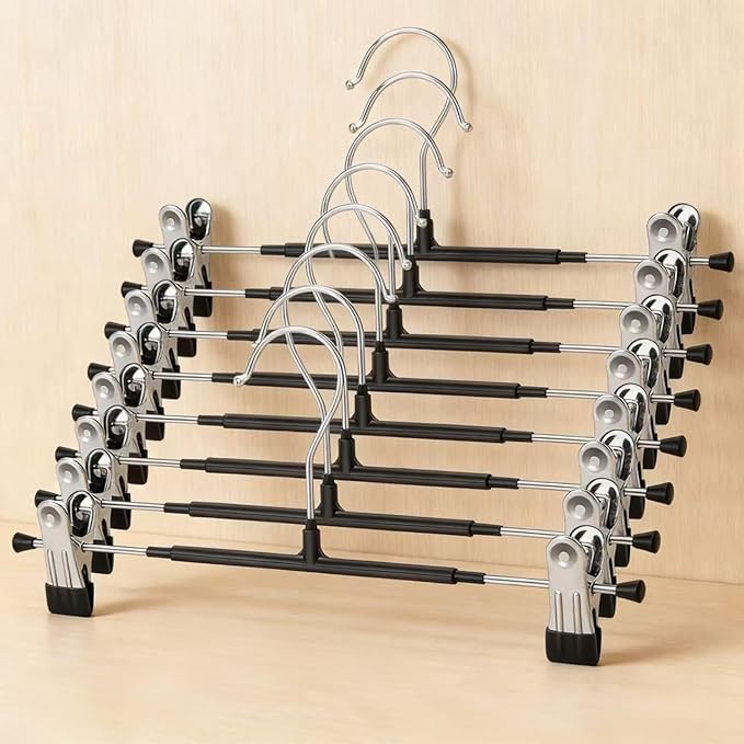 10-Pack Metal Pants Hangers with 2 Non-Slip Clips for Pants Socks and Dresses 31cm Long Dress Hangers