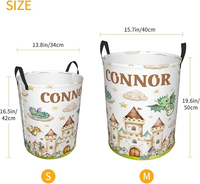 Personalized Dragon Laundry Basket For Baby Kids Boys Girls Adult Custom Hamper Basket With Name For Bathroom Bedrooms Collapsible Baby Laundry Basket, Dirty Clothes Hamper With Handles