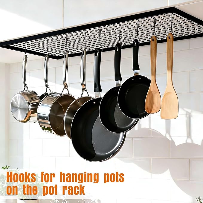12 Pack Heavy Duty S Hooks, Black Pot Rack Holder Hanger Hooks Wire Shelf Hooks for Hanging Kitchen Utensils, Pots, Pans, Clothes, Towels, Plants with 90 Degree Twist Angled