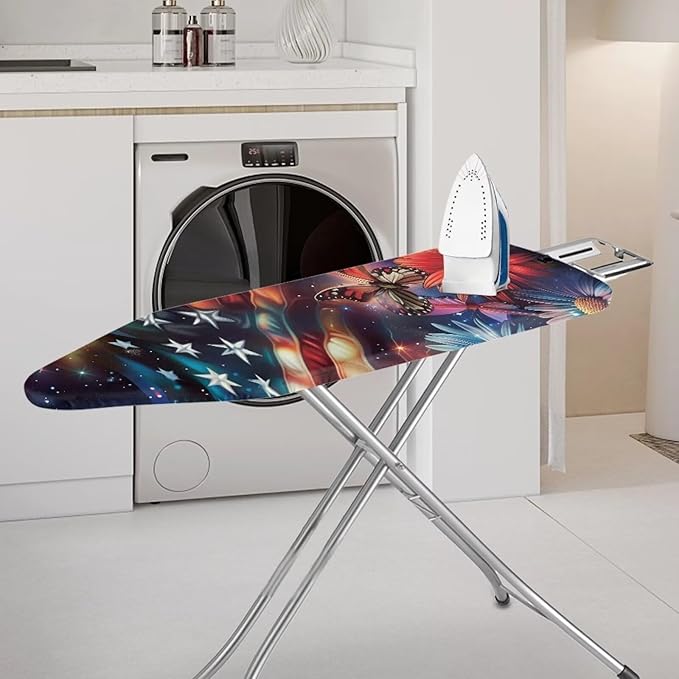 Butterfly 15x54 Ironing Board Cover USA Flag Elastic Edge Applicable Standard Size Iron Board Cover Comfortable Replacement