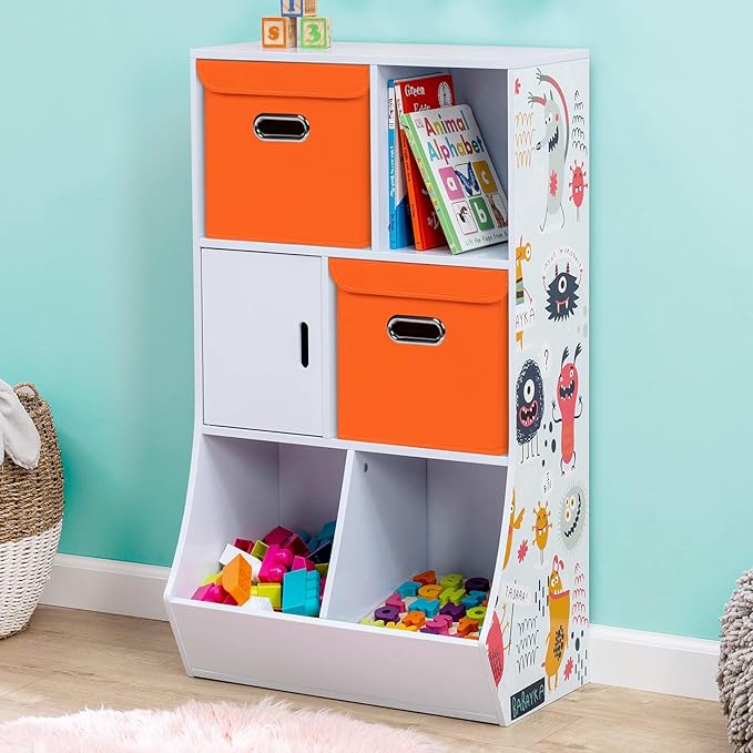Closet Organizers Fabric Storage Bins With Lids Collapsible Cube Storage Organizer Basket With Handles,Storage Boxes for Clothes Storage,Office,Laundry,Shelves,6 Pack,（Orange）