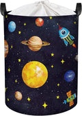 Clastyle 45L Boy Planets Nursery Hamper Outer Space Collapsible Laundry Basket Kid Room Rocket Toy Storage Basket