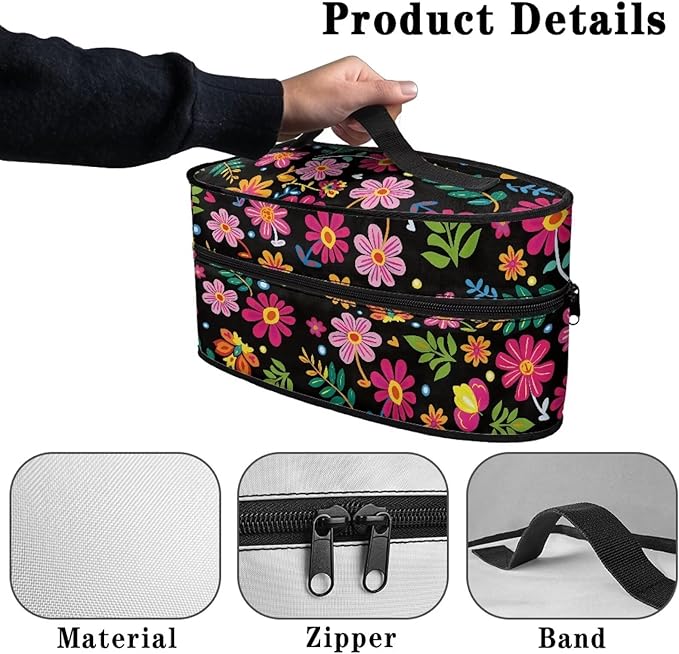 Abstract Daisy Flower Print Steam Iron Case Steamer Storage Bag Portable Travel Iron Carrier Bag with Handle Lightweight Iron Accessories, Case Only
