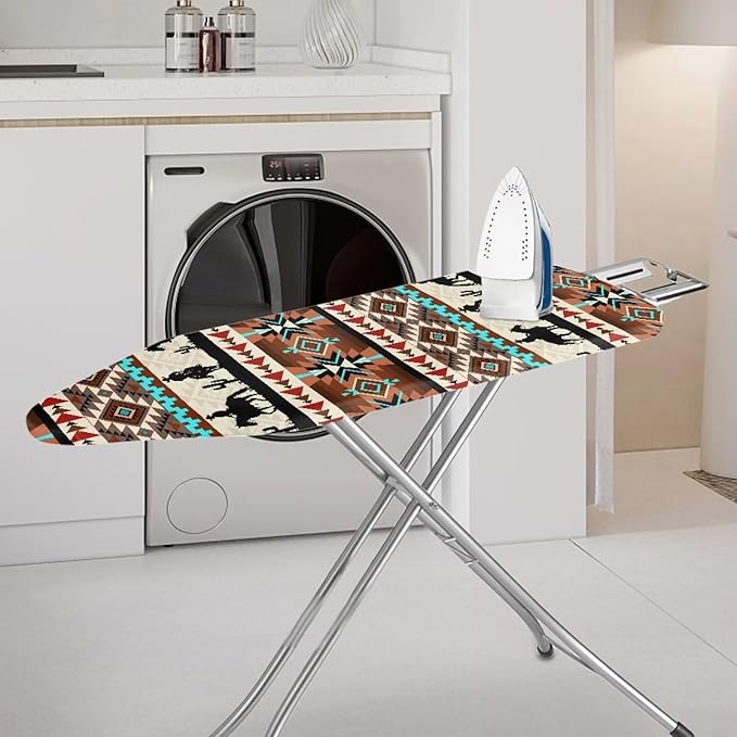 SEANATIVE Western Aztec Horse Print Standard Ironing Board Cover Stain Resistant and Dustproof Thick Cover Purple Blue Gradient Protective Ironing Board Pad Covers