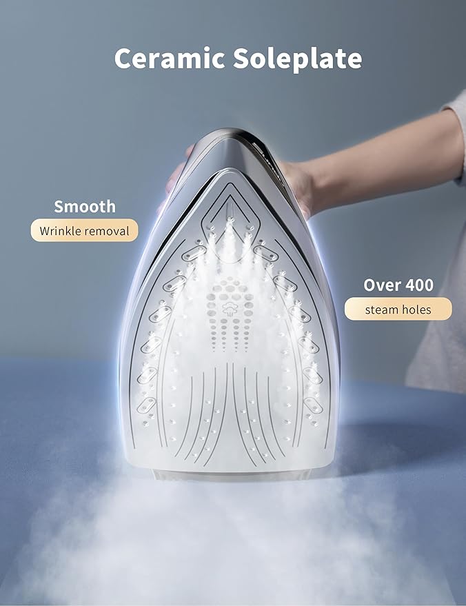 Sundu Pro Steam Station Iron for Clothes,1600W Professional Steam Iron with 44 oz Tank, 400 microsteam holes, Built-In Pump, Ceramic baseplate,Iron Lock For Easy Carry