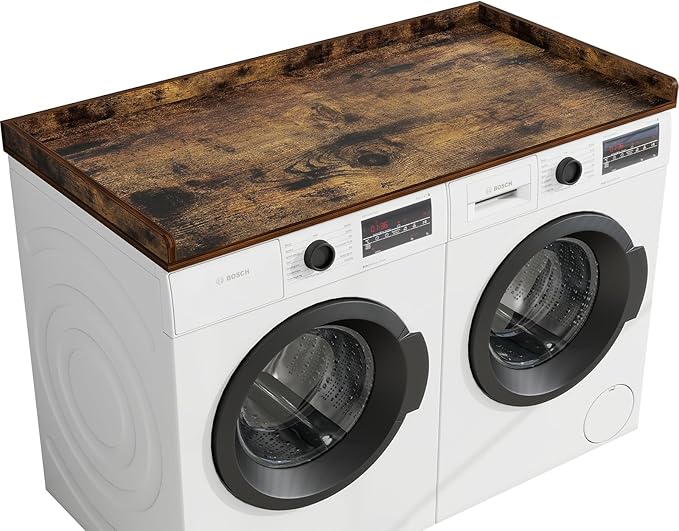 Washer Dryer Countertop, 54" Width * 27.4” Depth Washer and Dryer Covers for The Top for Laundry Room Organization, Washer and Dryer Countertop Shelves, Brown