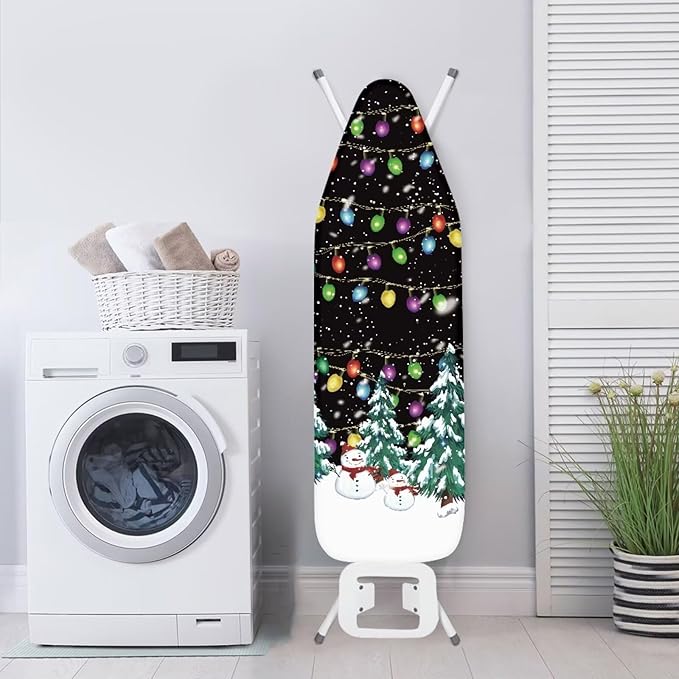 GLENLCWE Christmas Style Ironing Board Cover Full Size Heavy Duty Iron Pad Cover Farmhouse Iron Board Cover with Hook and Loop,Easy to Install Christmas Decorations