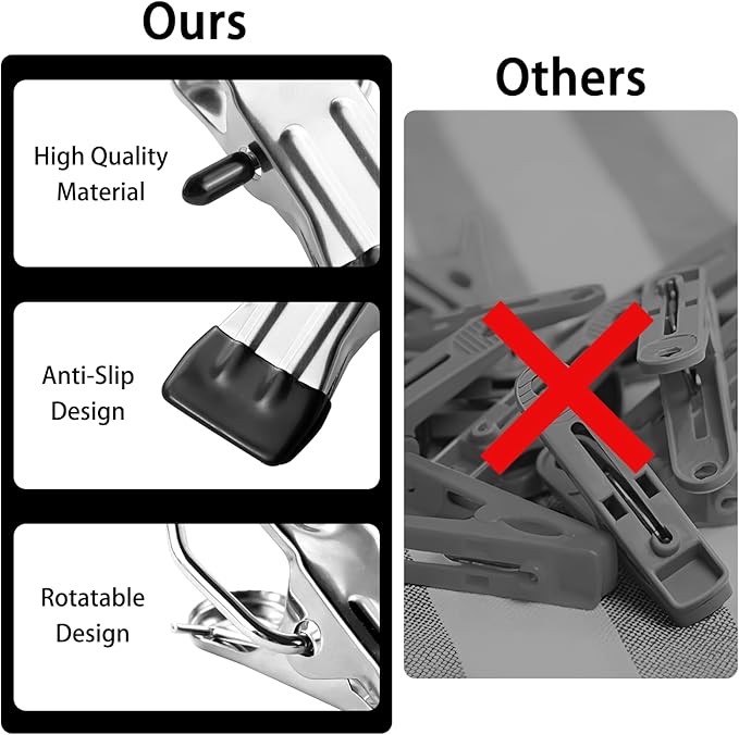 JINGIHE 30 Pack Laundry Hook Hangers Clothes Hanger Clips for Closet Organizer, Stainless Steel Heavy Duty Clothespins Bulk Boot Hanger Clips for Travel Pants Socks Handbags Hats Belt Towels Jean