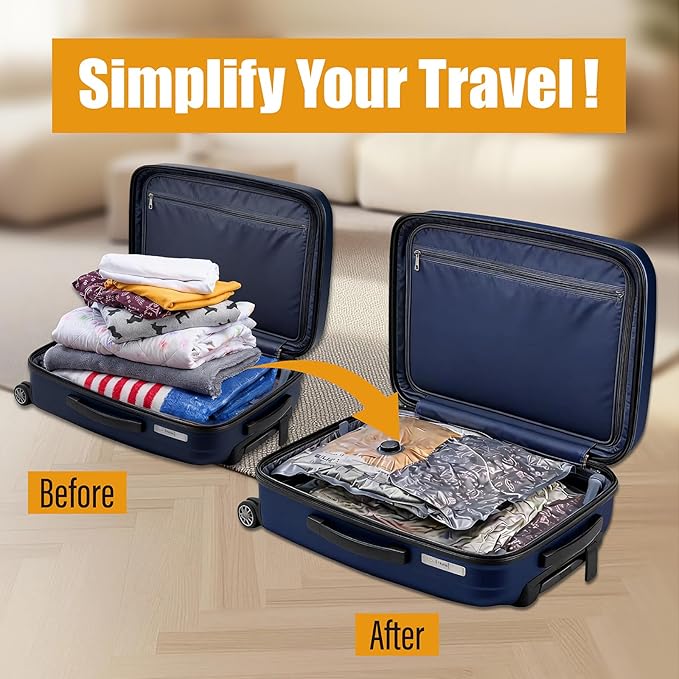 Rechargeable Wireless Pump Travel Vacuum Bags for Luggage, 9 Pack Portable Storage Bags for Travel and Home, Compression Packing Seal for Clothing, Clothes, Blankets, Suitcase