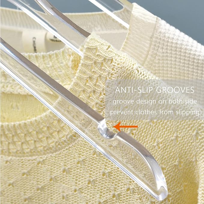 Besser 15 Pack Acrylic Hangers with Gold,Acrylic Clear Hanger,Premium Crystal Dress Hangers Swivel Gold Hook Luxurious Shiny Clothes Hangers(Clear-Style A)