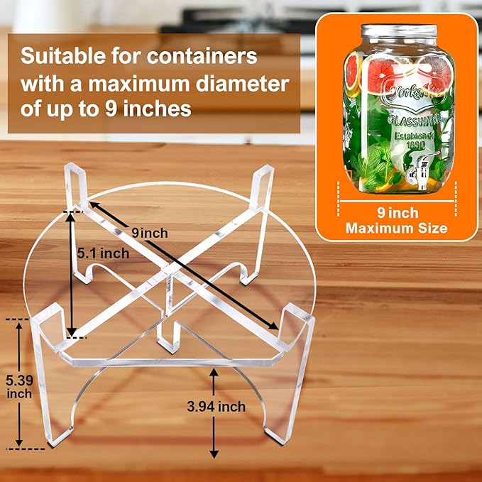 8 MM Acrylic Glass Drink Dispenser Stand, 2 Pack Water jug holder and Beverage Dispenser Stand, Drink Stand for Families, Parties and Catering Events(Fit Max 9 Inch Glass Drink)