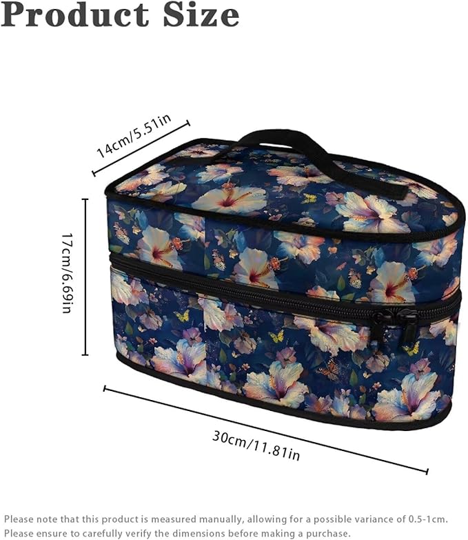 Rchsmod Hibiscus Butterfly Print Steam Iron Case Garment Steamer Carrying Case Travel Iron Storage Holder Bag Iron Accessories, Case Only