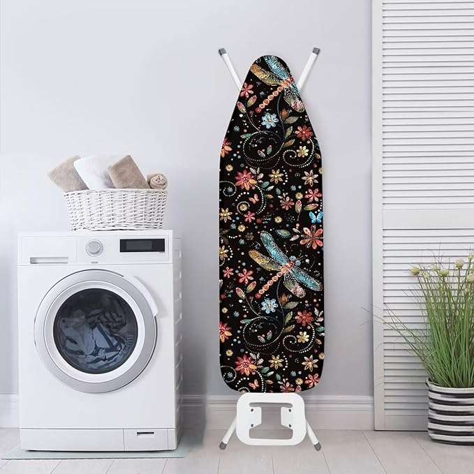 Dragonfly Full Size Ironing Board Cover Scratches-Proof Heat Reflective Premium Fabric Cover with Cozy Nose Pocket Suit for Extra Wide 15 x 54 Ironing Boards Decor