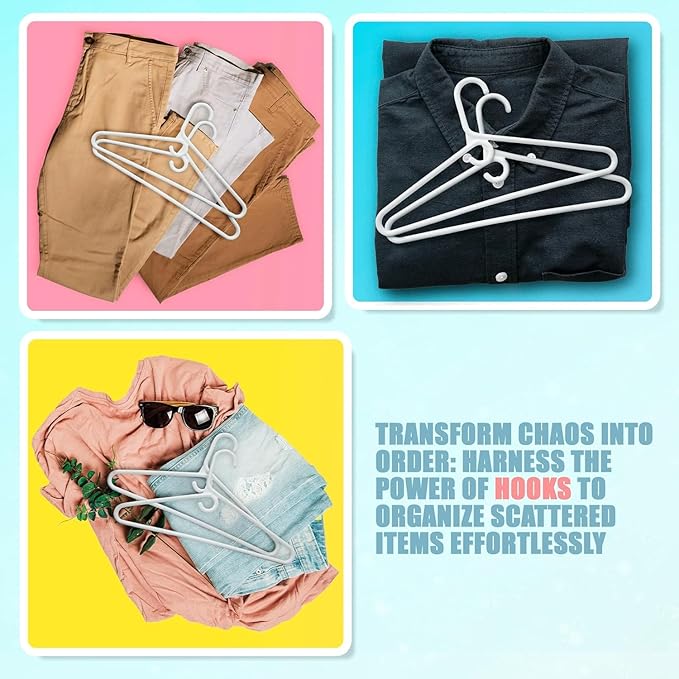 DEILSY™ White Plastic Hangers - White Super Heavy Duty Clothes Hanger, Thick Strong Standard Closet Plastic Hangers with Hook for Scarves and Belts - Pack of 30