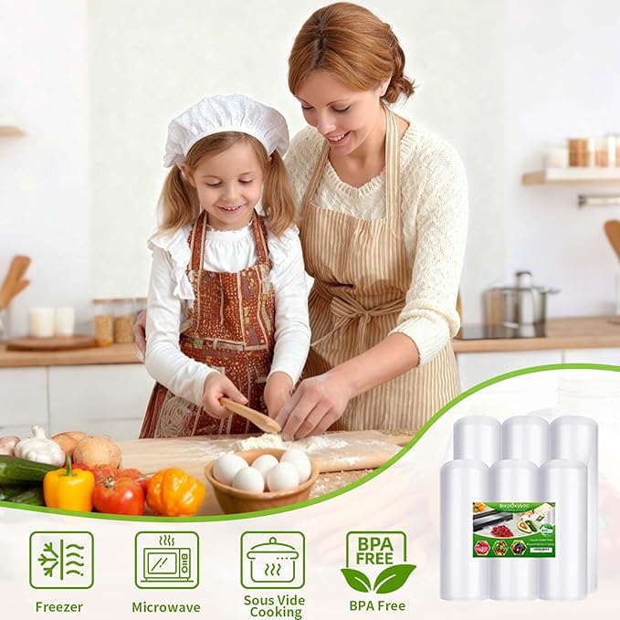 SurpOxyLoc 8 Pack 8"x20'(4Rolls) and11"x20'(4Rolls) Vacuum Sealer Bags Rolls with BPA Free,Heavy Duty,Great for Sous Vide and Vac Seal storage