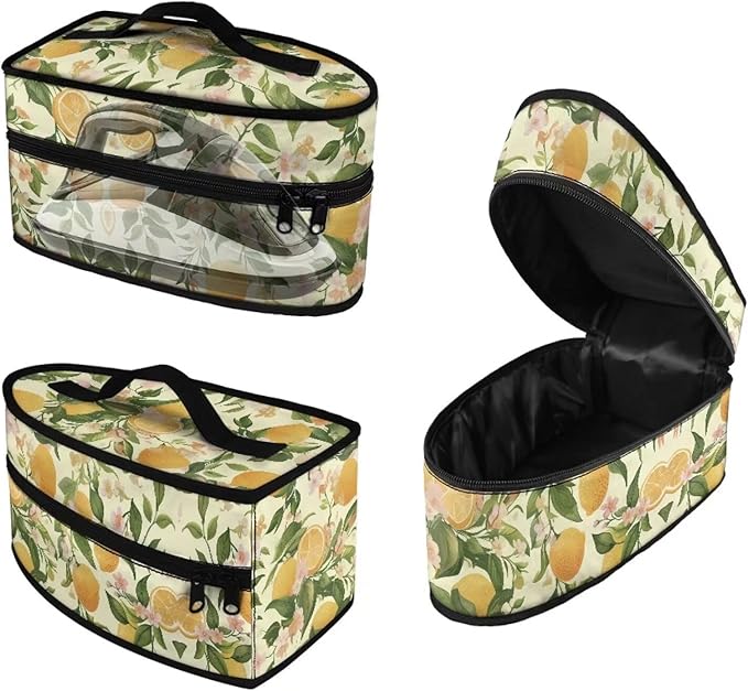 Lemon Leaves Iron Carrying Storage Bag Iron Portable Bags for Travel Universal for Most Iron Iron Protective Cover with Zipper Closure,Dustproof & Easy to Carry