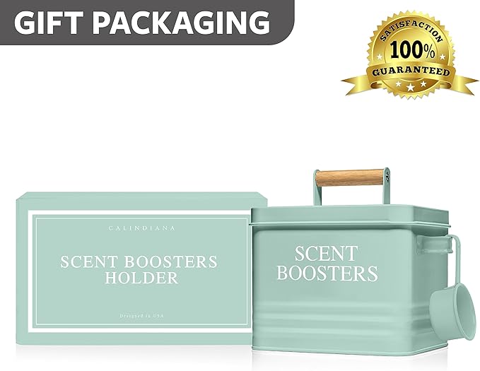Calindiana Modern Farmhouse Laundry Powder Container, Dryer Sheets Holder and Scent Boosters Container Bundle for Laundry Room Organization and Storage, Laundry Room Decor