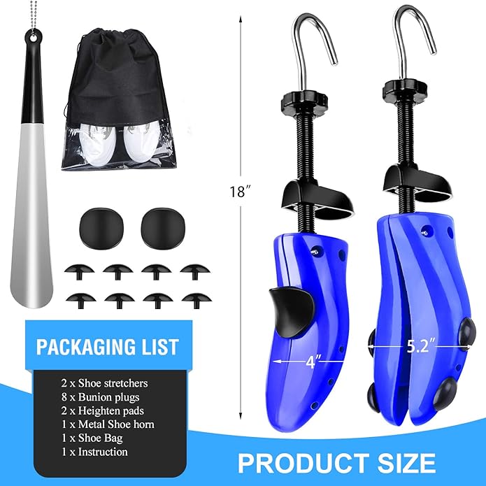 JJDPARTS Shoe Stretcher, Pair 4-Way Shoe Expander Widener Shoe Tree Extender for Women Men