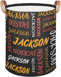 Custom Name Large Laundry-Basket for Kids-Boys-Girls, Personalized Foldable Waterproof Laundry Hamper Dirty Clothes Toys Storage Bin with Handles,Black 2