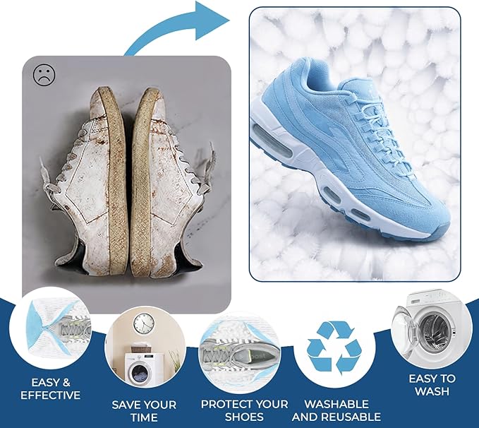 Shoe Washing Machine Bags - Reusable Sneaker Laundry Bags for Washer & Dryer - Fine-Mesh Protective Wash Bags to Prevent Damage - Washer Bags for All Type of Shoes - Pack of 2