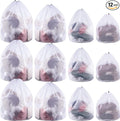 Fine Style 12 Pcs Mesh Laundry Bags with Drawstring - Heavy Duty White Mesh Bags, Machine Washable, Ideal for Delicates, College Dorm