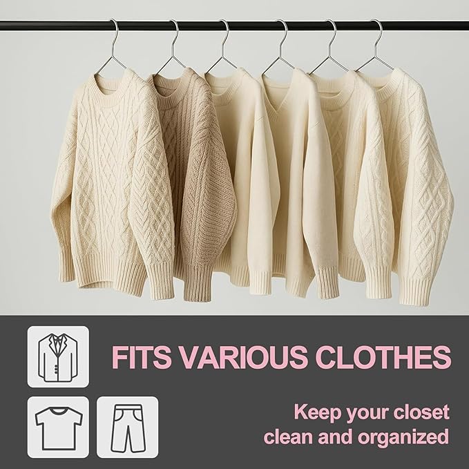 Metal Hangers Heavy Duty 18 Inch Clothes Hangers, Space Saving and Non-Slip Groove Stainless Steel 100 Pack Rustproof Clothes Hangers (11lb & 3.2mm), for Suits, Shirts, Pants, Dresses (Silver)