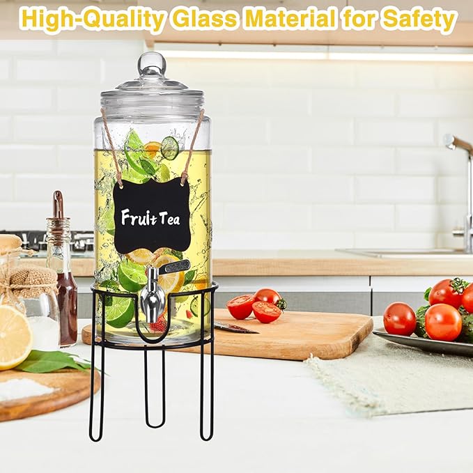 1.5 Gallon Drink Dispenser with Stand, Drink Dispensers for Parties, Beverage Dispenser with 100% Leakproof Spigot, Ideal for Lemonade, Juice, Water, Laundry Detergent Dispenser