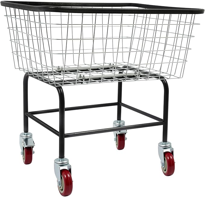 YIYIBYUS Commercial Laundry Rolling Cart, 110 LBS Load Capacity Hamper Organizer, Industrial Heavy Duty Laundry Basket with 4 Nylon Universal Wheels, Silver